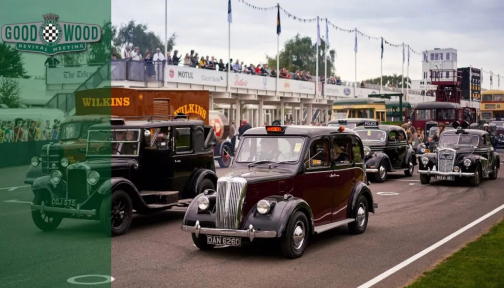 Old Rover Police Car Leads British Transport Parade At 2018 Goodwood Revival